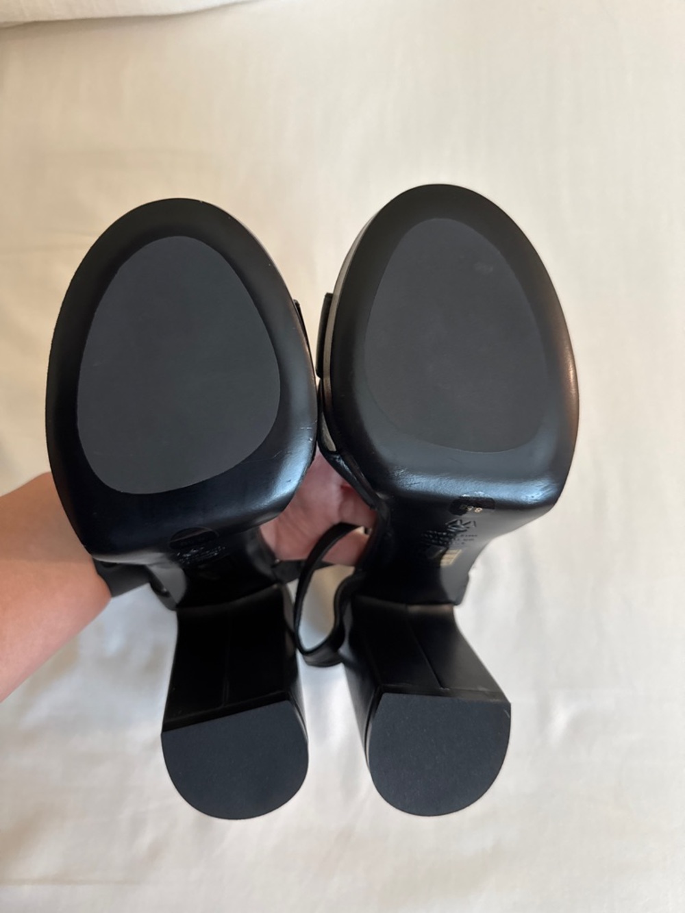 Stuart Weitzman Dayna Black Leather Platform Sandals size size 8.5 - Picture 5 of 13
